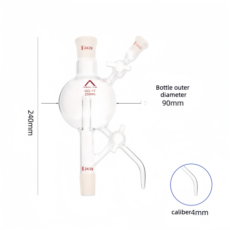 MSD 250ml Solvent Storage Head – 4mm No-Joint Delivery Arm, Grease-Free PTFE Stopcock for Precision Dispensing