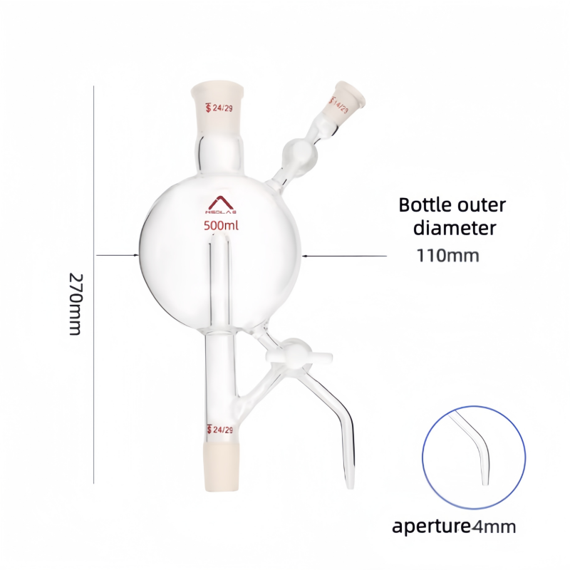 MSD 500ml Solvent Distillation Head – 4mm Bent Delivery Tube (No-Joint), Grease-Free PTFE Stopcock
