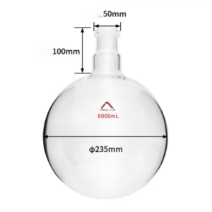 MSD Lab 5000ml (5L) Rotary Evaporator Flask, flange neck, Φ235mm spherical diameter, 100mm neck height. Precision lab glassware for pilot-scale concentration.