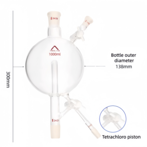 MSD Lab 1000ml Solvent Storage Head with high-integrity PTFE piston and 24/29 standard joints. 300mm linear height for professional laboratory distillation.