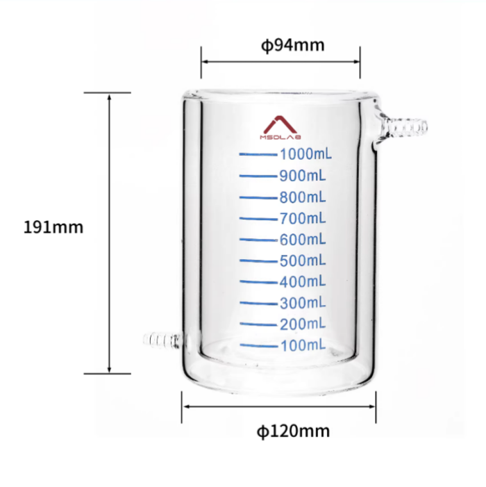 MSD 1000ml Double-Layer Jacketed Glass Beaker
