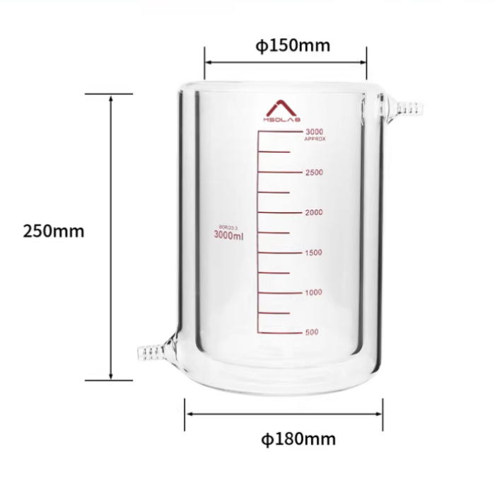 MSD 3000mL Double-Layer Jacketed Glass Beaker