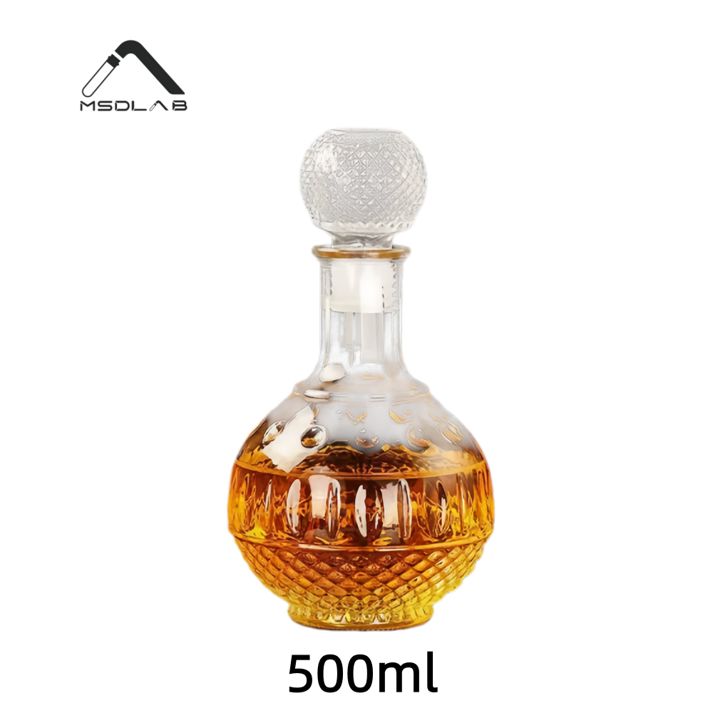 Elegant 500ml Crystal-Cut Whiskey Glass Bottle | Vintage Spirits Decanter