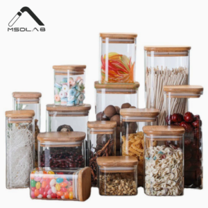 MSD Aesthetic Glass Food Container | Mini Airtight Jar for Nuts, Spices & Tea