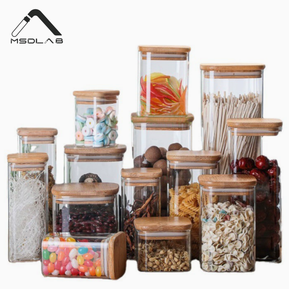 MSD Aesthetic Glass Food Container | Mini Airtight Jar for Nuts, Spices & Tea