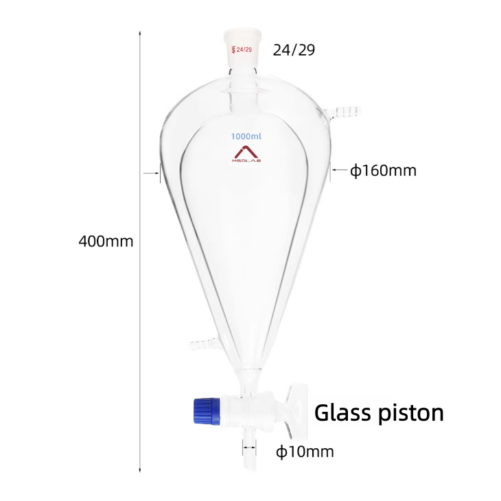 MSD 1000ml Jacketed Pear-Shaped Separatory Funnel with Glass Stopcock