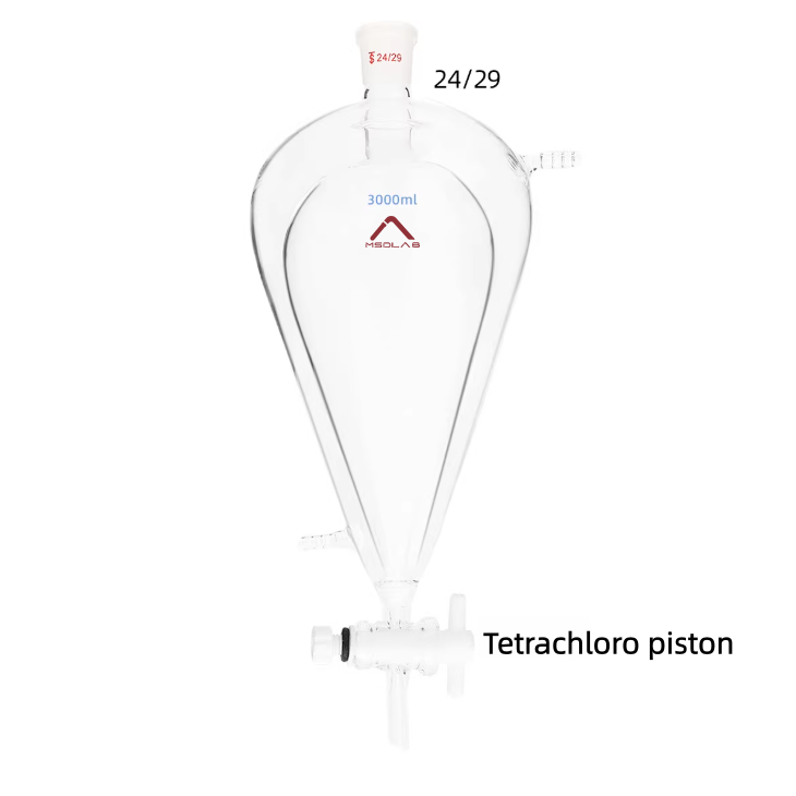 MSD 3000ml Jacketed Pear-Shaped Separatory Funnel with PTFE Stopcock, 24/29 Joint