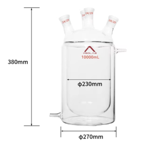MSD Flat Bottom Four-Neck Jacketed Reaction Vessel, 10000mL, 3.3 Borosilicate Glass