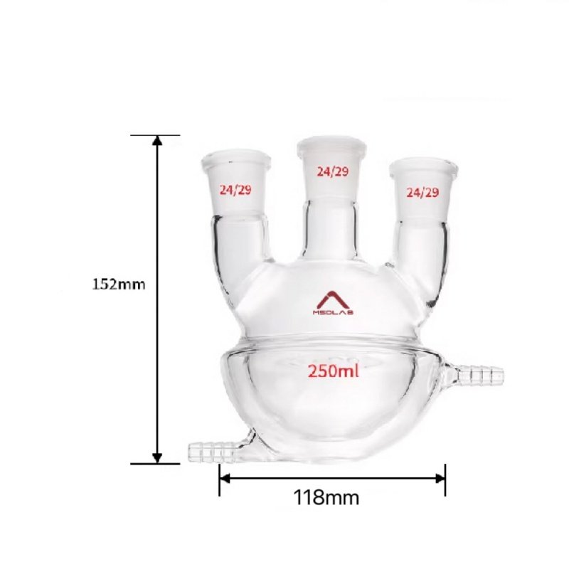 MSD Half-Jacketed Three-Neck Glass Reactor (250ml/500ml/1000ml) – High Borosilicate Glass