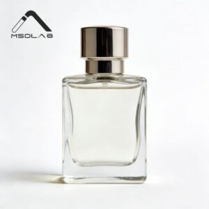 100ml classic square clear glass perfume bottle with a thick weighted base and a polished silver cap by MSDLAB.