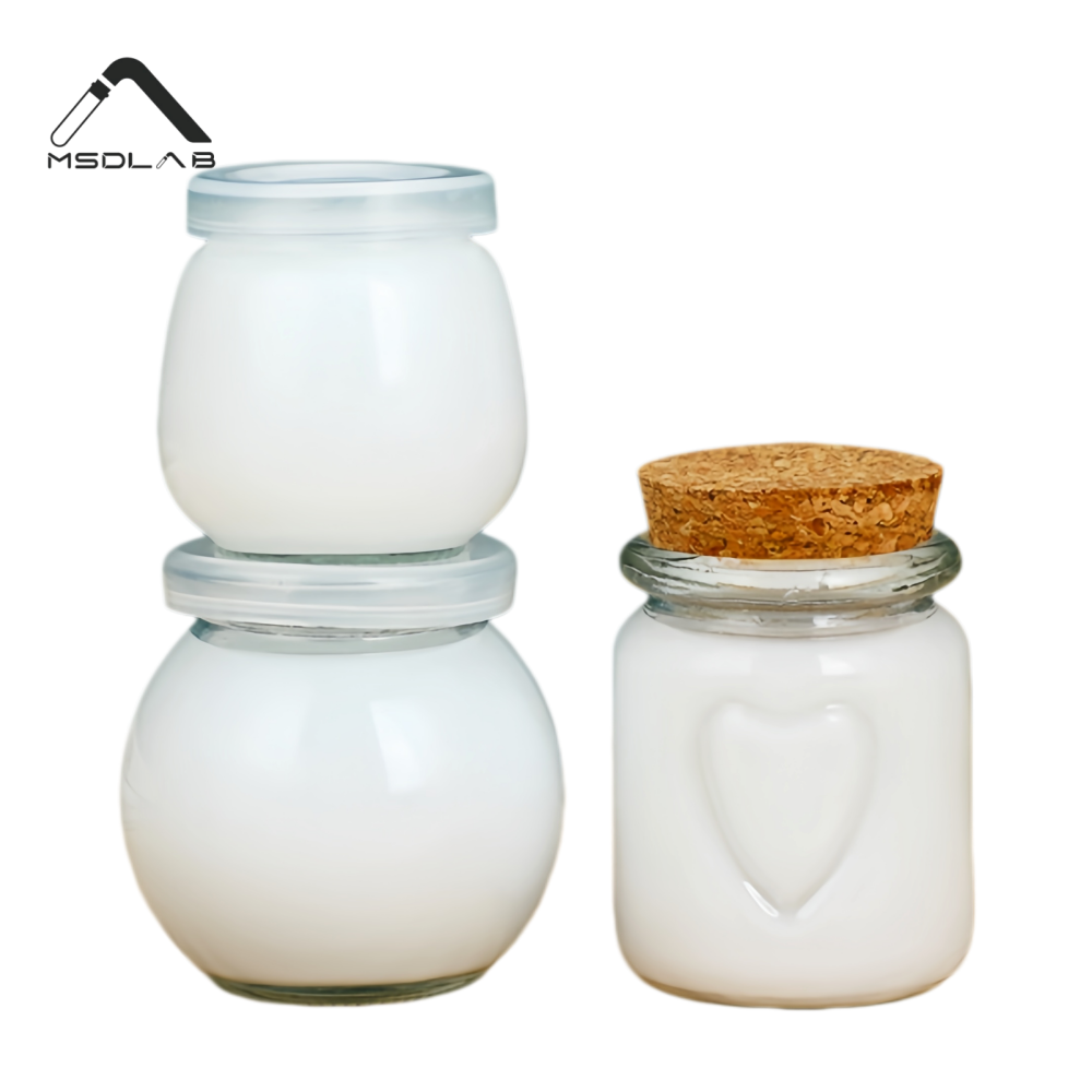 MSD 250ml Heart Glass Milk Jar – Pudding & Yogurt Bottle with Cork
