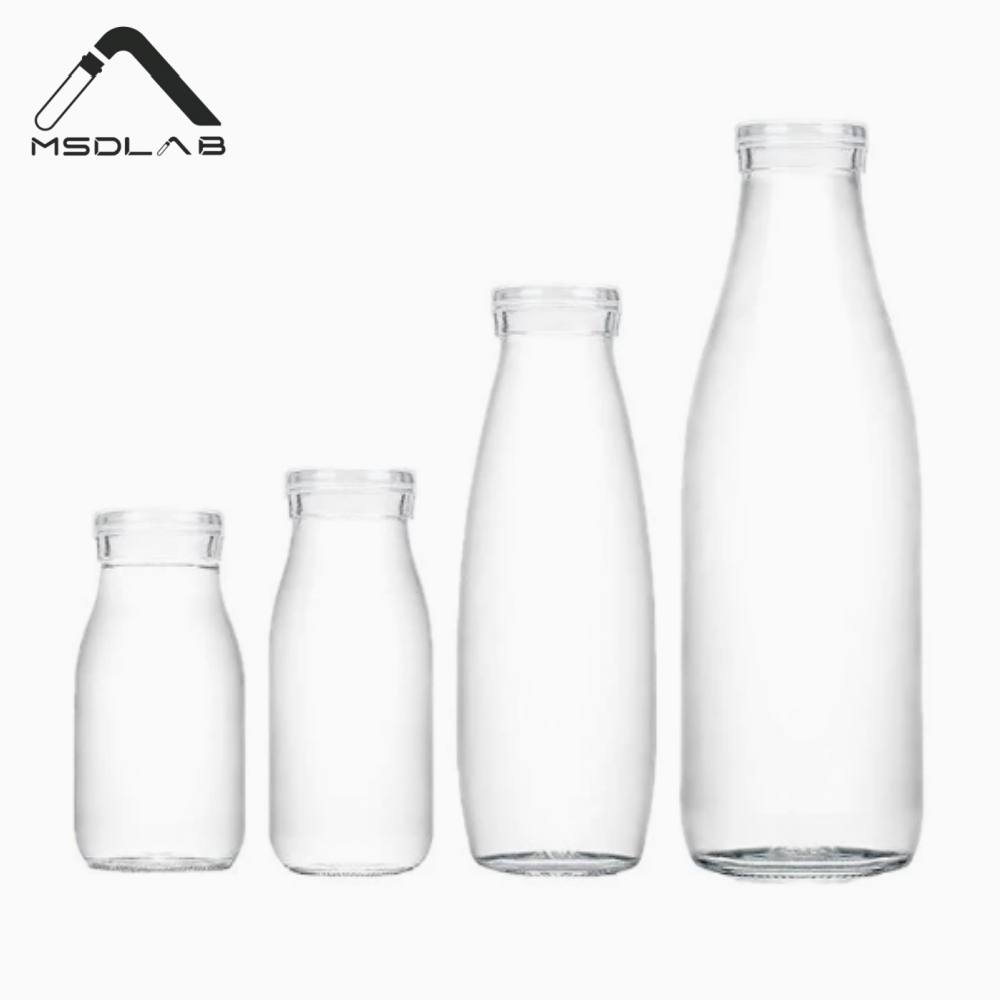 MSD 500ml Classic Glass Milk Bottle – Large Beverage Carafe with Clear Lid