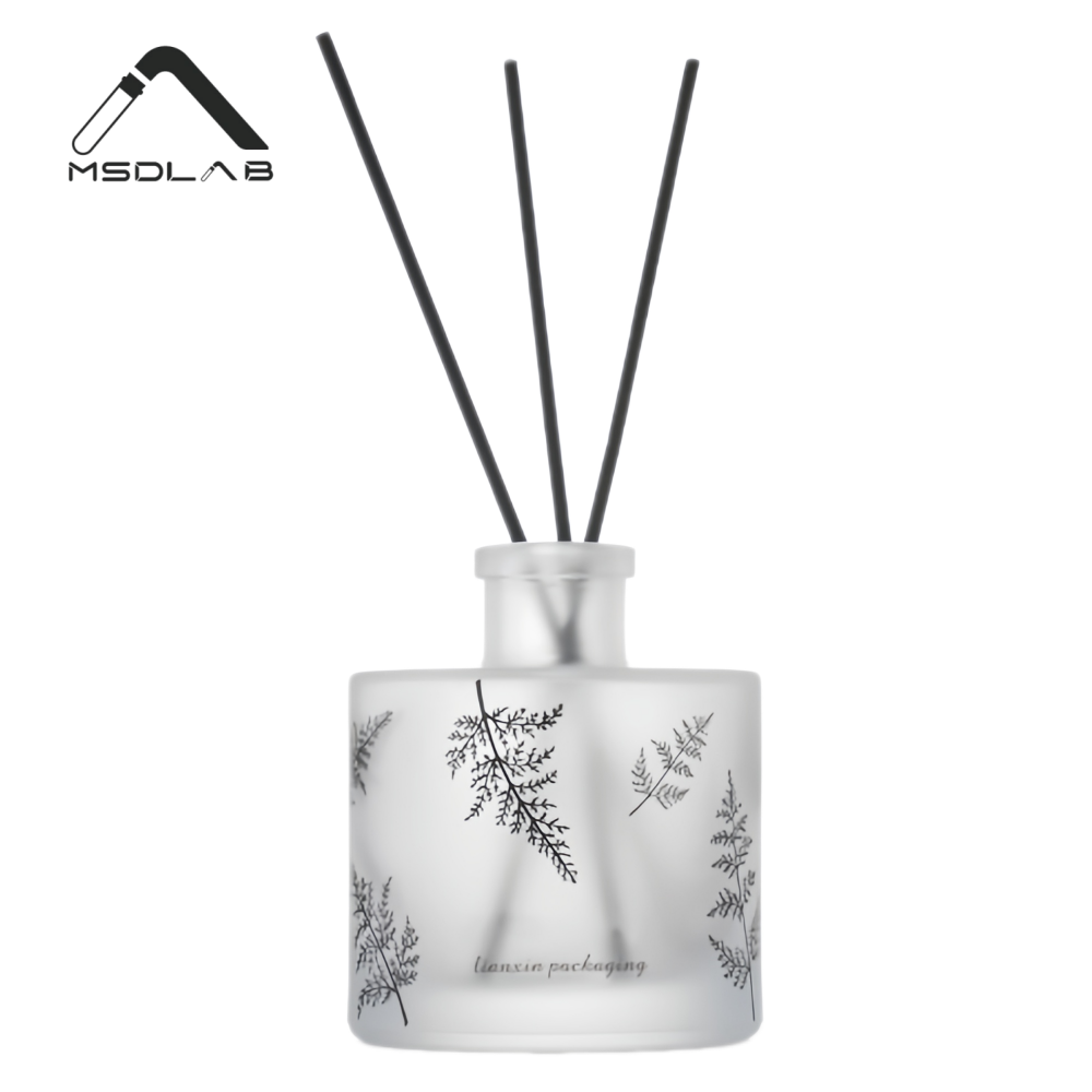 MSD 90ml Frosted Glass Reed Diffuser Bottle – Botanical Leaf Print