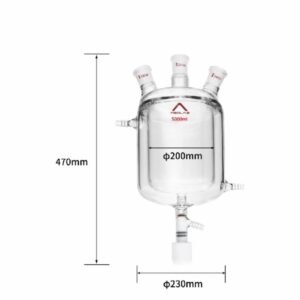 MSD Three-Neck Jacketed Glass Reactor with High Vacuum Valve, Borosilicate Glass 3.3, 100ml/250ml/500ml/1000ml/2000ml/3000ml/5000ml