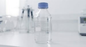 Inspecting retrace codes on a laboratory media bottle for quality audits.