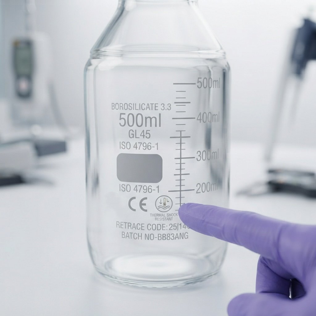 Technician inspecting thermal shock resistance on a glass bottle.